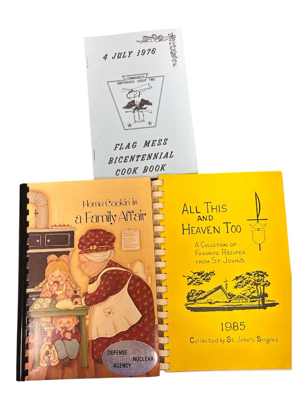 Vintage Church and Military Community Spiral Cookbook Bundle Lot of 3 books